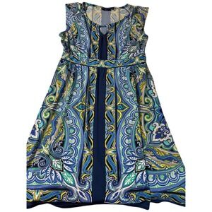 Apt. 9 Blue Green Paisley Sundress Scoop Neck Size M